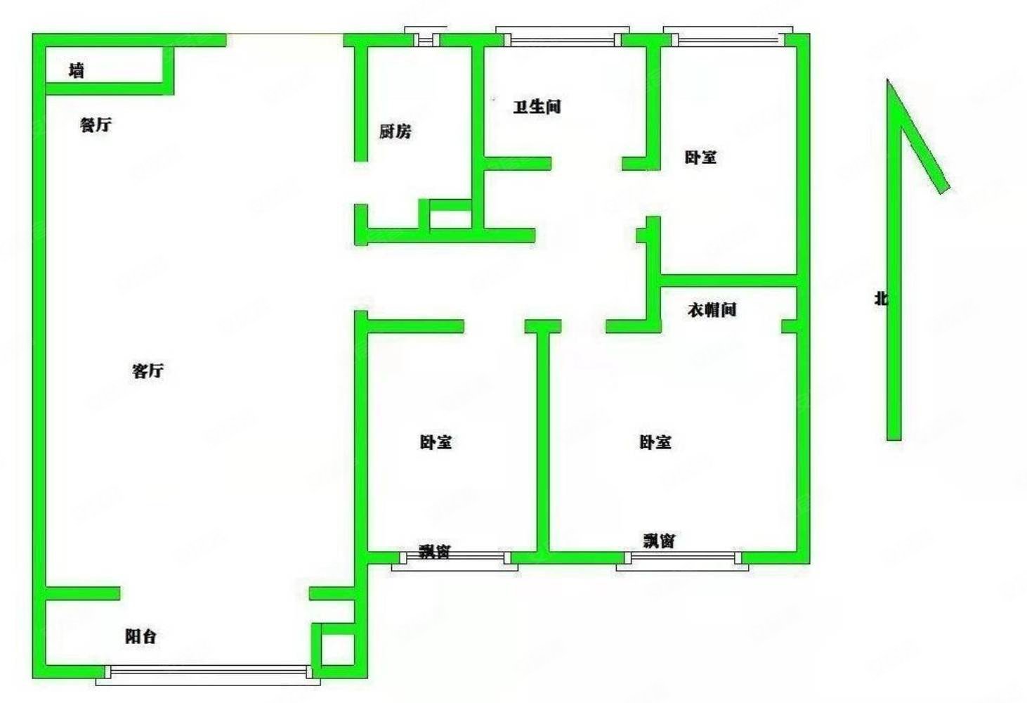 朝阳首府3室2厅1卫97㎡南北72万