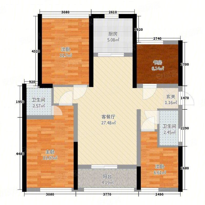 印江洲4室2厅2卫127㎡南北129.8万