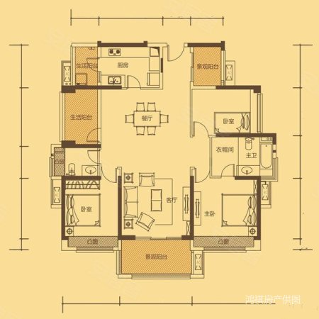 御品湾 品字形大四房 花园中间 非常安静舒适 带一个车位 急