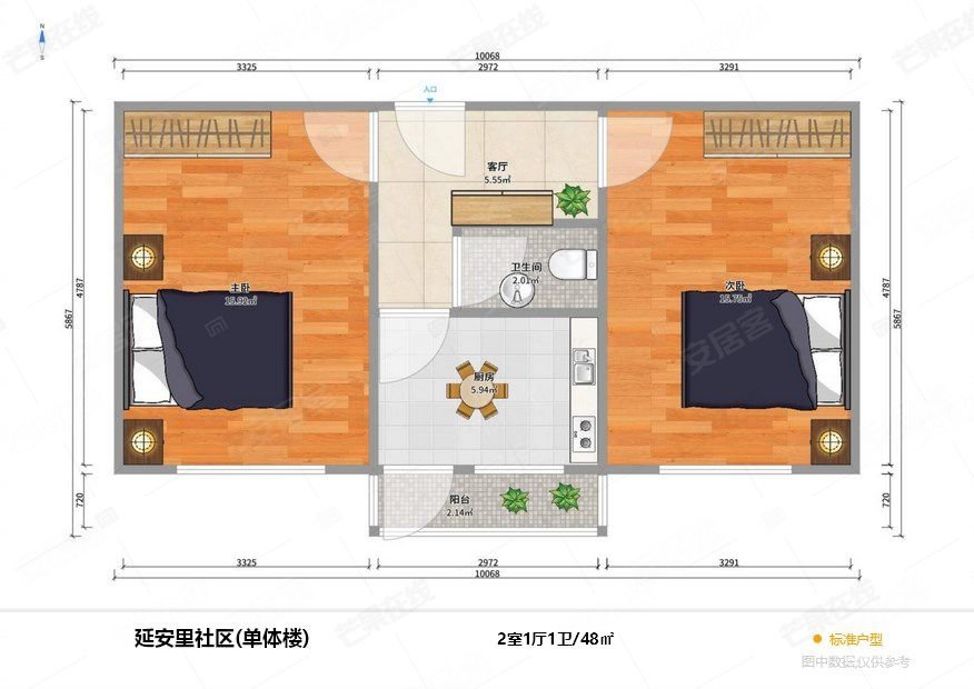 延安里社区2室1厅1卫48㎡南75万