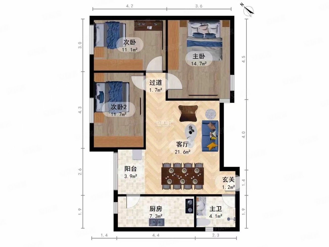 丰盛园小区一室一梯三户仅一套三室一厅全明户型采光好,丰盛园二手房