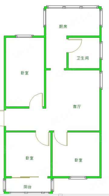 白云区龚家寨小区3室2厅1卫108㎡南北55万