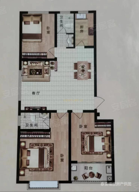 贵和文苑3室2厅2卫127㎡南60万