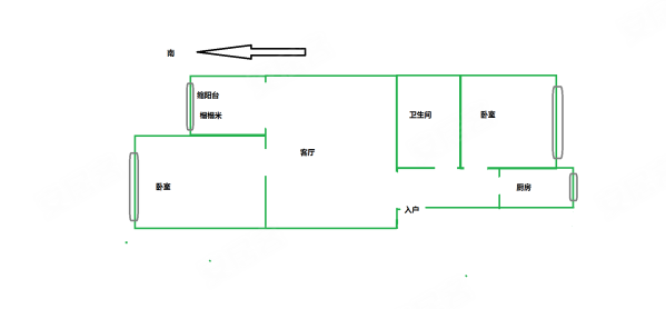 杨家园2室1厅1卫61.3㎡南北175万