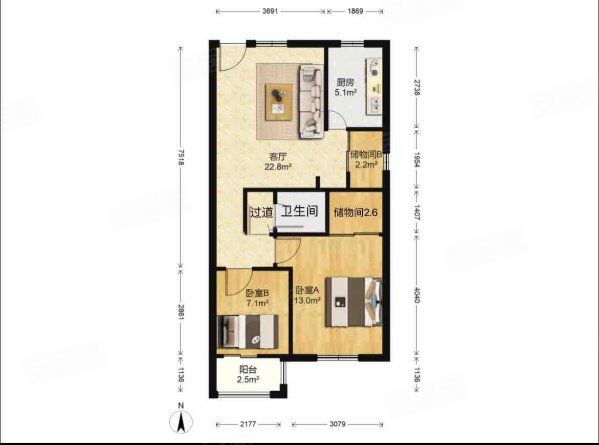 万科新城铃兰苑2室1厅1卫78㎡南115万