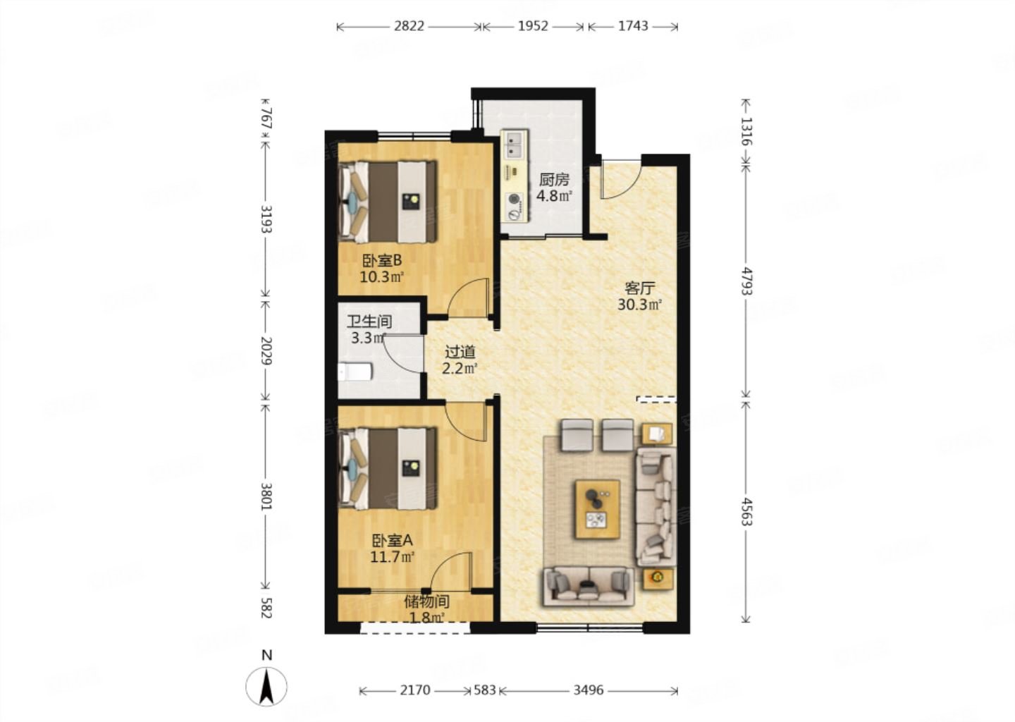润景园著南北通透满二精装好房大两居随时看房