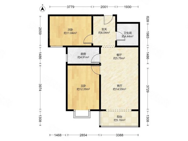 纯棉时代2室2厅1卫90.93㎡南106万