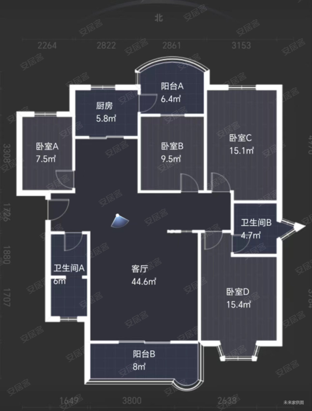 嘉源新村4室2厅2卫141㎡南北84万