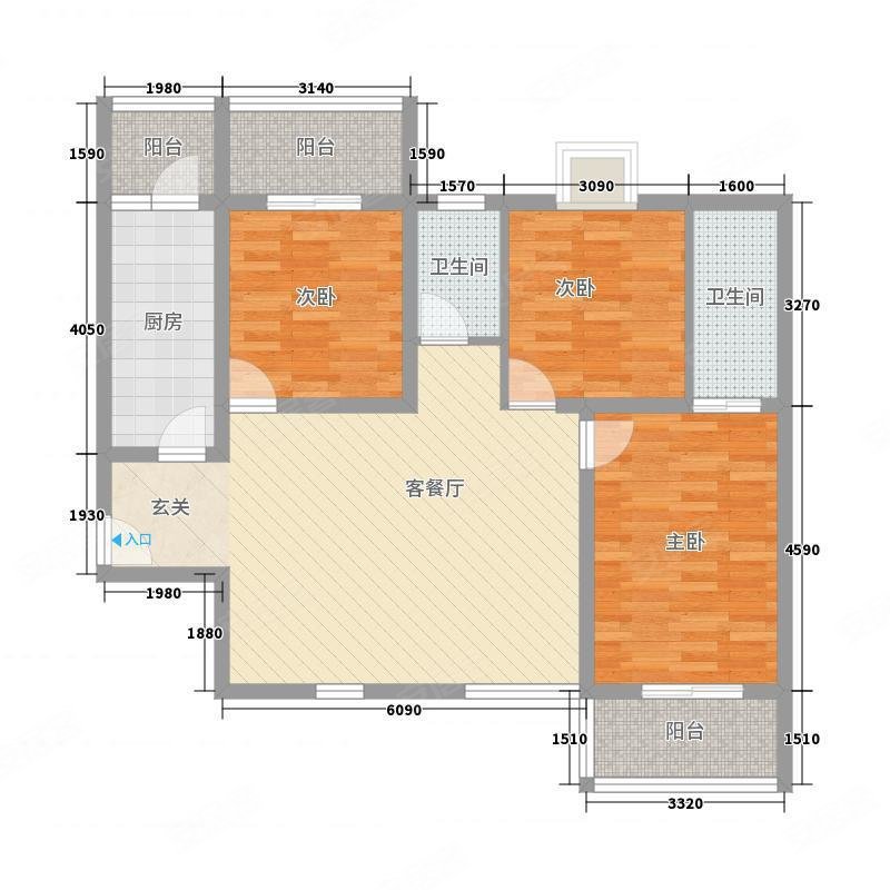 八里街小区3室2厅1卫124.56㎡南北45万