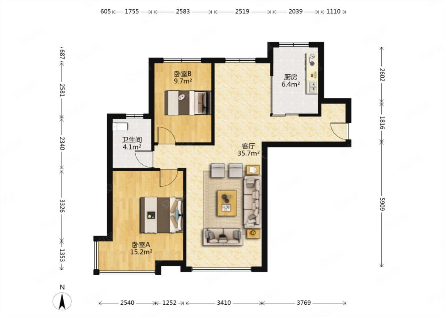 仁恒滨河湾 中间好楼层 精装可拎包入住物业好小区新