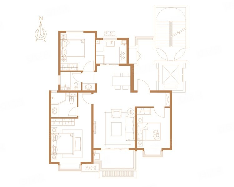 精装三叶草 人车分流 近地铁 近 近万虹 近天街,新城香溢华庭二手房