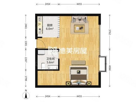 新城国际1室1厅1卫76.59㎡东850万