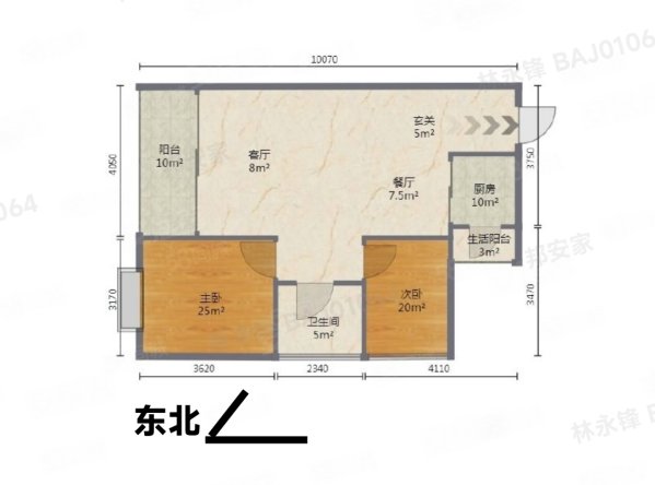 漾湖明居2室2厅1卫75㎡东北170万