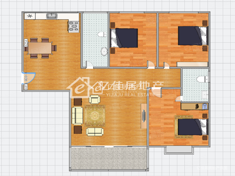 万基名家3室2厅2卫122.67㎡南北73.5万