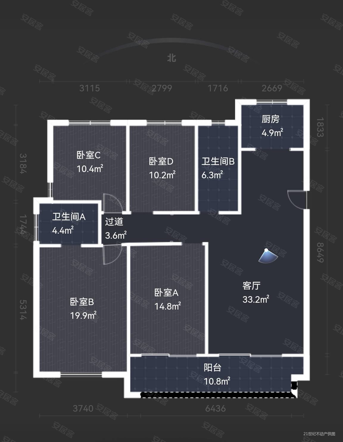 聚悦江庭4室2厅2卫155㎡南130万