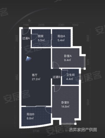 学城科苑2室2厅1卫91.79㎡南北68万