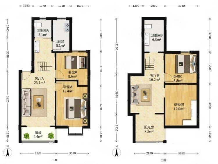 华亭新家银杏苑4室2厅2卫75㎡南北235万