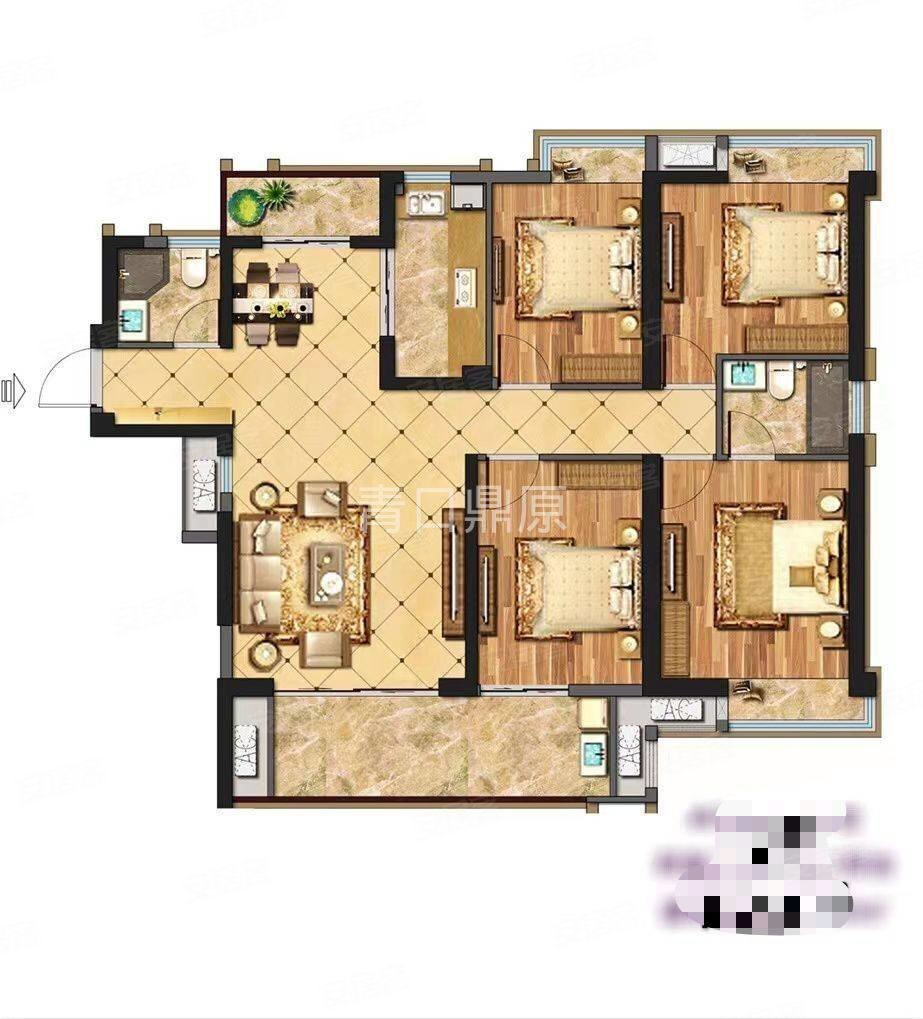 瀚林135平方4房(亏30万)南北通透,交通方便,适合居家.