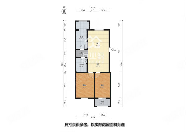 吉安里(杭州道)2室1厅1卫102㎡南北95万