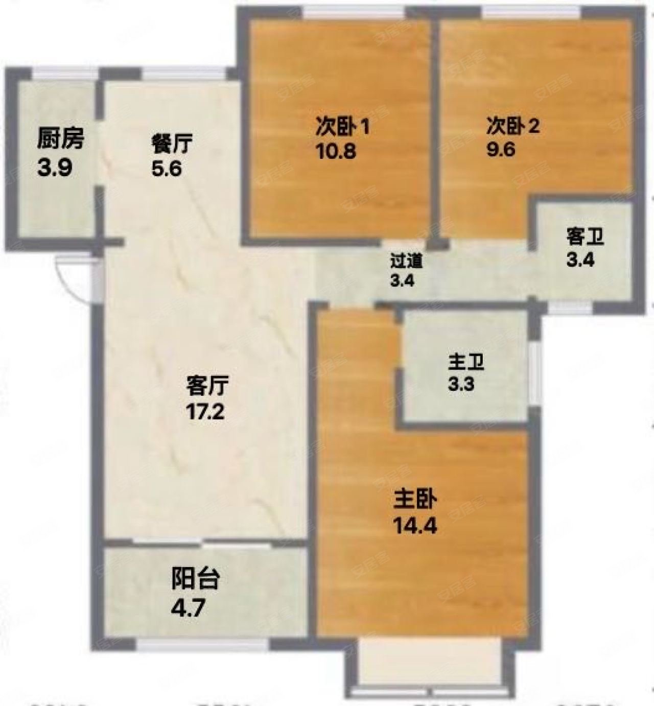 清华大溪地15号院3室2厅2卫109㎡南北63万