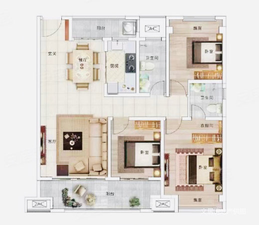 建业春天里(驿城)3室2厅2卫128㎡南北72万