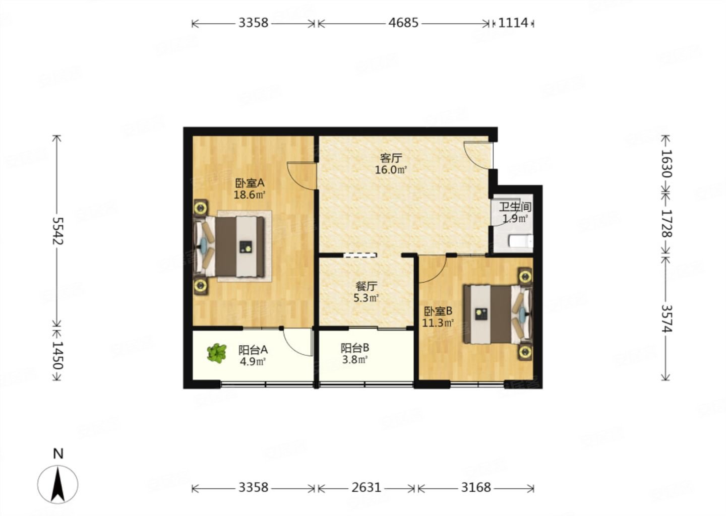 玉林南二环内大套二朝南户型方正采光好倪家桥三地铁口楼层好