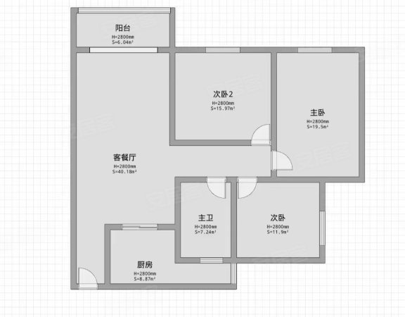 华兴碧水云天2室2厅1卫90㎡南北54.8万