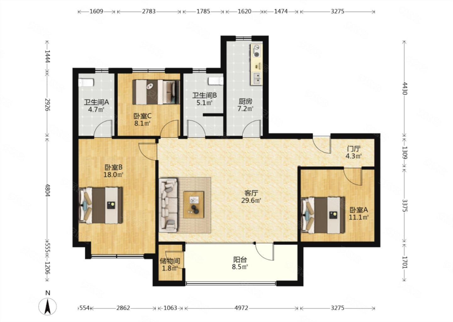 保利大国璟三期 6.1米宽厅三居 小高层一梯一户 不挡光