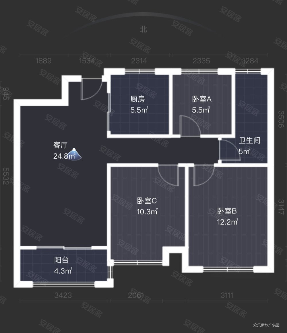 景瑞望府高档小区 三开间朝南 全天采光 南北通透 好楼层
