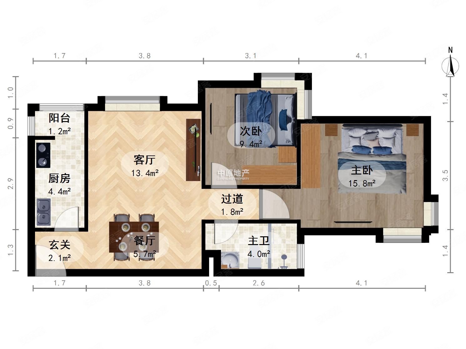 总价低煦园新居内圈全明小户型两室无浪费面积屋内亮堂