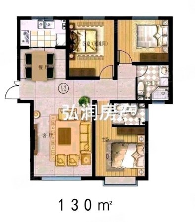 华城富力花园3室2厅2卫129㎡南北62万