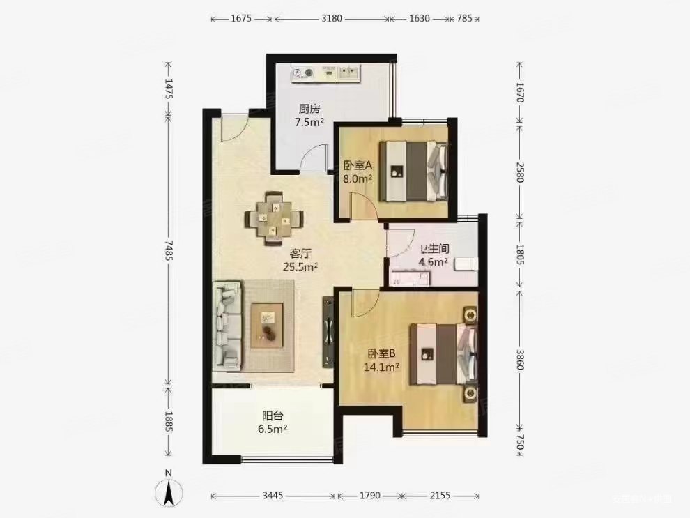 贾家滩安置房2室2厅1卫95㎡南58万