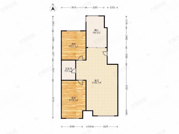 三一新天地2室1厅1卫88.47㎡南北72万