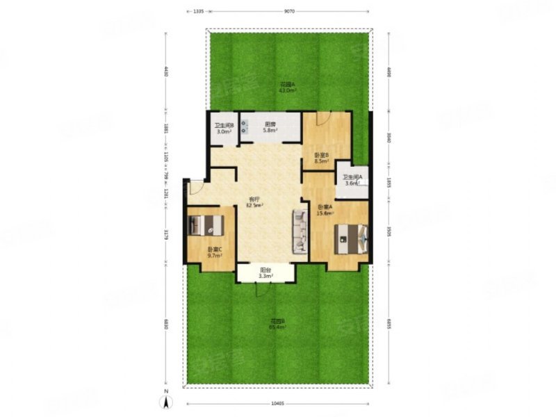 正荣府 产权清晰 三室洋房带院  交通便捷 南北通透
