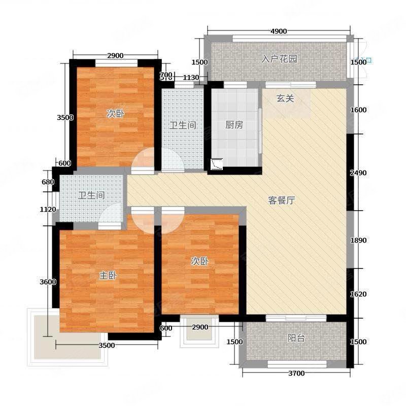 龙湖花千树二期113平三室好房视野采光极好
