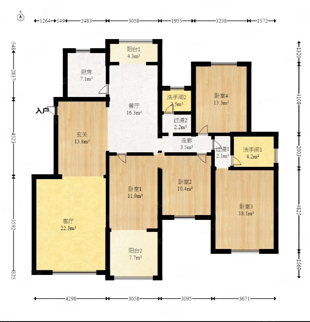 山水庭院东区4室2厅2卫14339平精装修电梯房采光通透