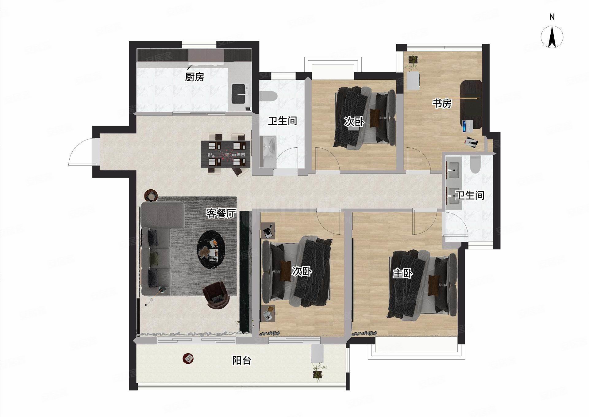 九龙仓御玺4室2厅2卫143.5㎡南北430万