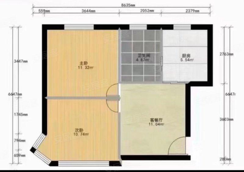 凌兆十一村2室1厅1卫50.46㎡南239万