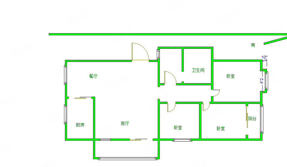 泉河丽景3室2厅1卫108㎡南北67万