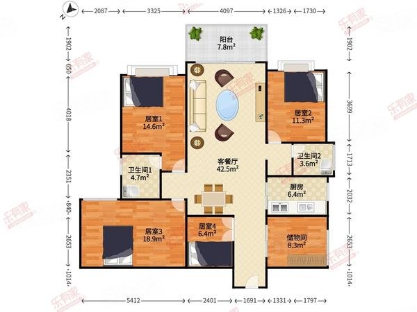 仁山少有户型110平,惊天笋盘 总价7字头,仁山智水花园二手房,0万,4室2