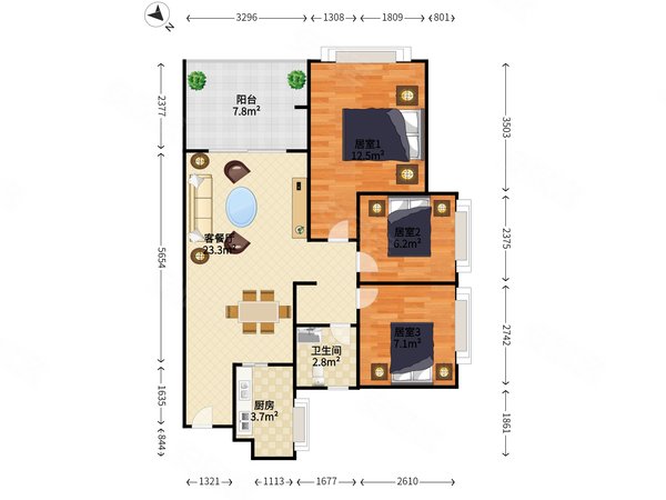 深圳光明公明宏发天汇城(一期)宏发天汇城(一期) 3室2厅1卫 精装修
