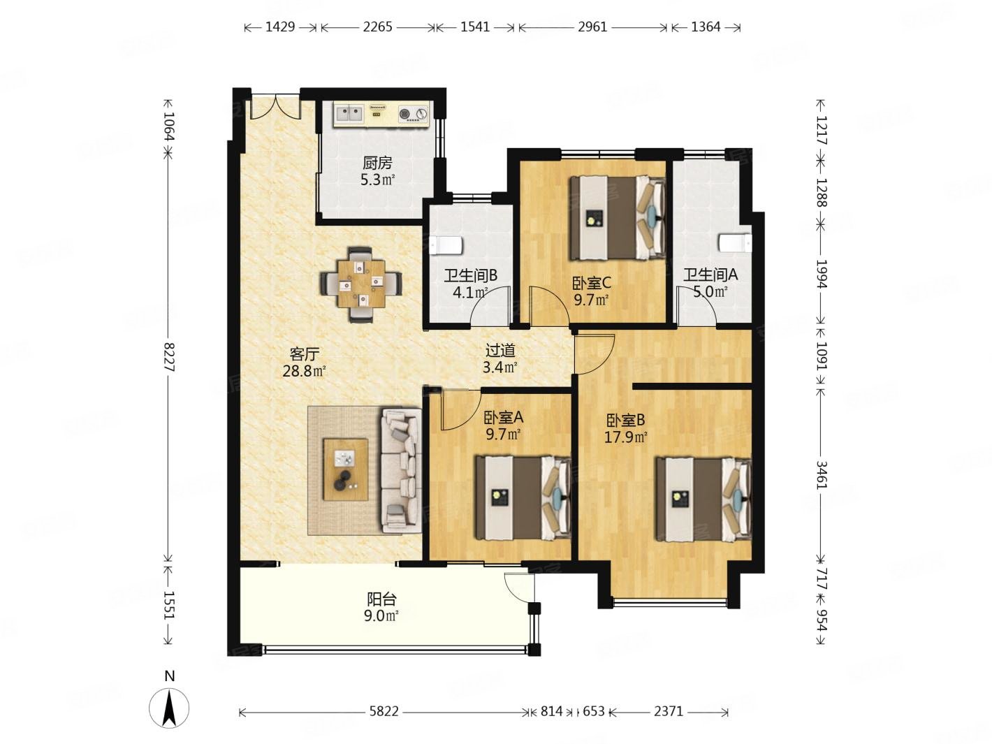 刚满两年次新小区,华侨城三期精装大三房,户型正,华侨城运河湾二手房