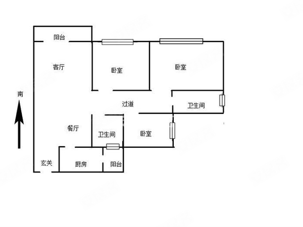 104平米三室二厅户型图图片