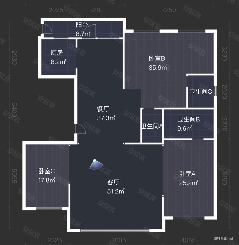 万达长安龙胤3室2厅南北通透290平看房方便有钥匙