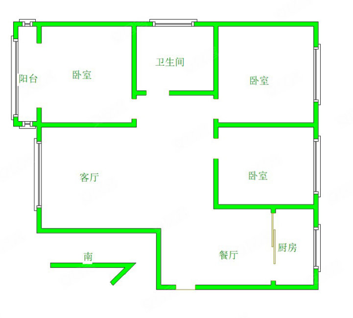 龙港新城3室2厅1卫116㎡南北85万