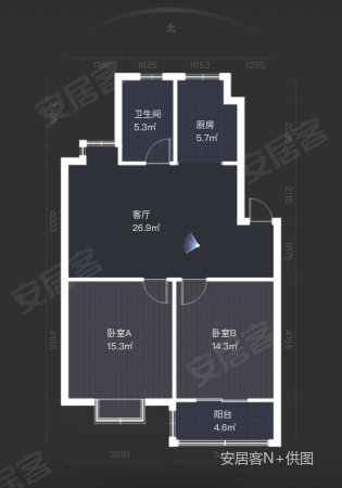 赵厍花园B区2室2厅1卫87㎡南152万