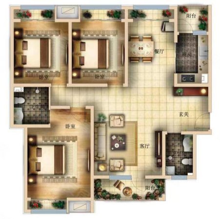 西城家园3室2厅1卫93㎡南北62.8万