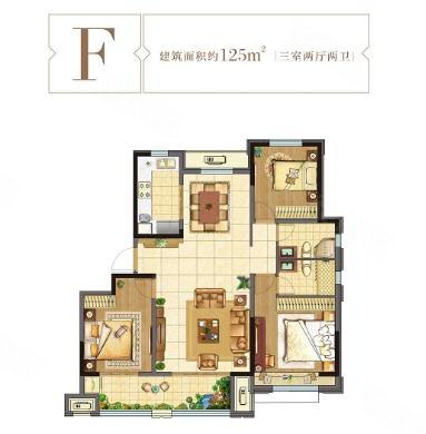 山河逸墅3室2厅2卫133.88㎡南北127万