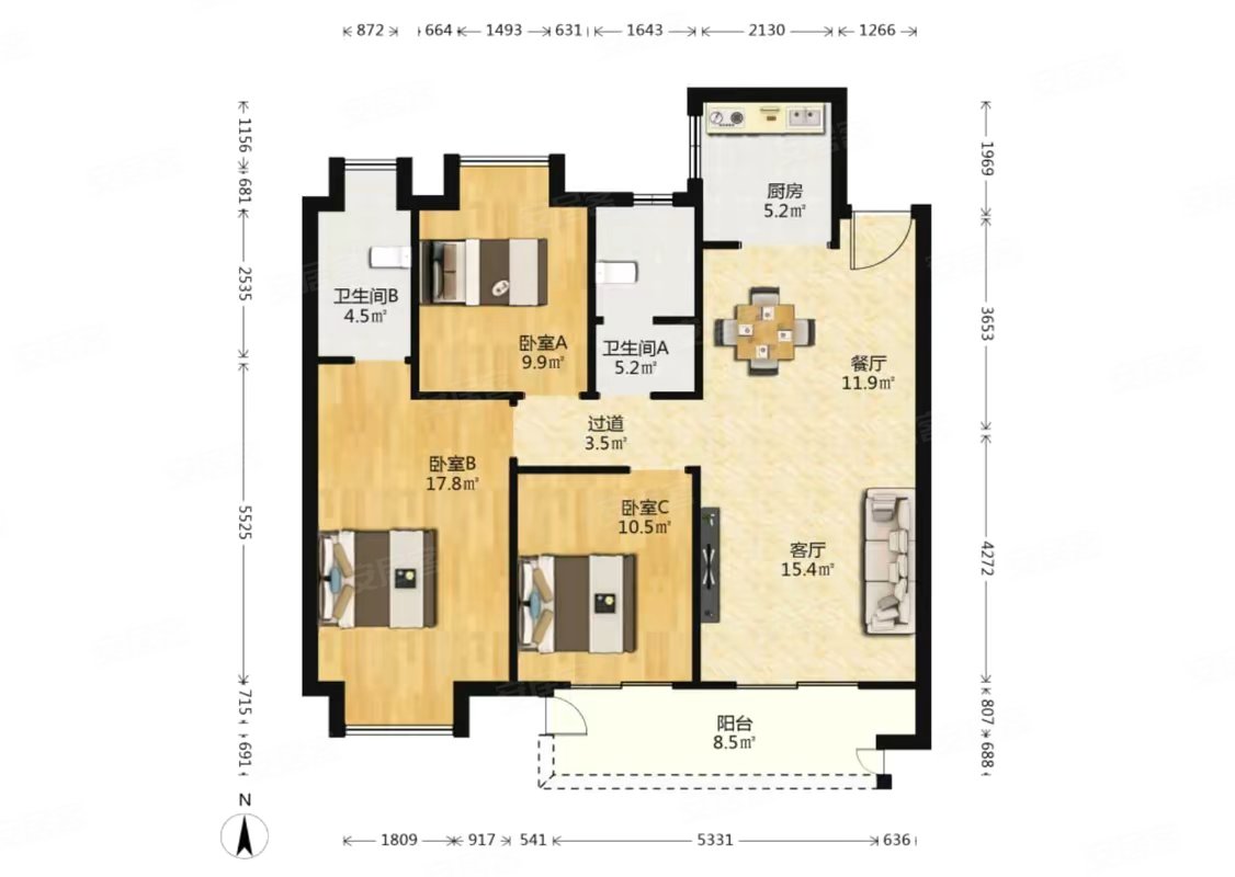j解放路 双卫 商品房 板楼 有电梯,荣润麒麟府二手房,86.