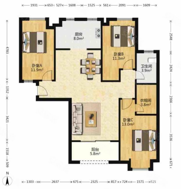 泰禾厦门院子(公寓住宅)3室2厅2卫112.18㎡南235万